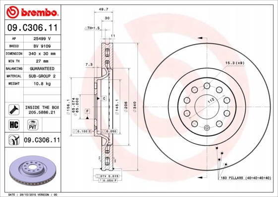 BREMBO DISQUES P VW GOLF VII GTI R TIGUAN II 340MM photo 2 - milautoparts-fr.ukrlive.com