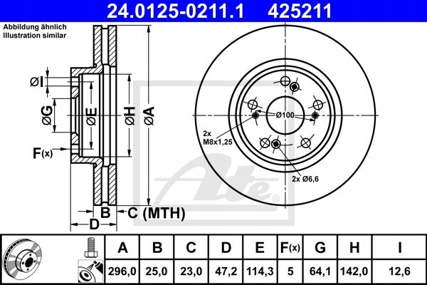 ATE DISCS FRONT HONDA ACCORD VIII 08- 296MM KRK photo 2 - milautoparts-fr.ukrlive.com