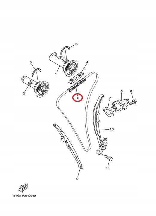 CHAIN VALVE CONTROL SYSTEM YAMAHA YFZ 450 2004-13 OEM photo 2 - milautoparts-fr.ukrlive.com