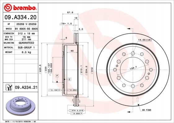 BREMBO DISCS REAR LAND CRUISER 150 09-15 312MM photo 3 - milautoparts-fr.ukrlive.com