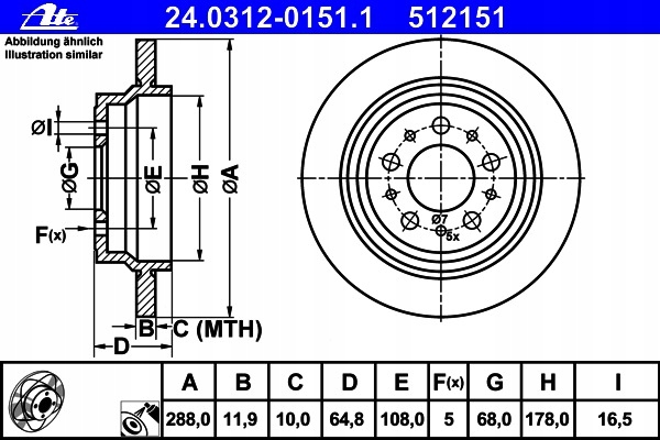 ATE PD DISQUES ARRIÈRE VOLVO S60 S70 S80 V70 XC70 288MM photo 2 - milautoparts-fr.ukrlive.com