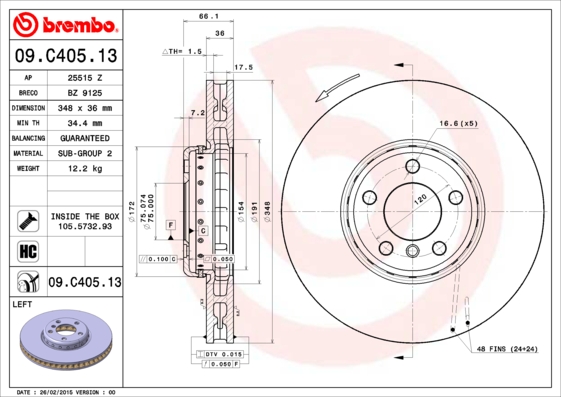 BREMBO DISCS FRONT BMW 5 GT F07 348X36MM photo 3 - milautoparts-fr.ukrlive.com