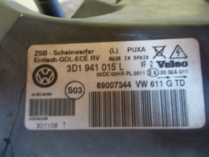 фото №8, Лампа левая vw phaeton 03-07 ксенон 3d1941015l