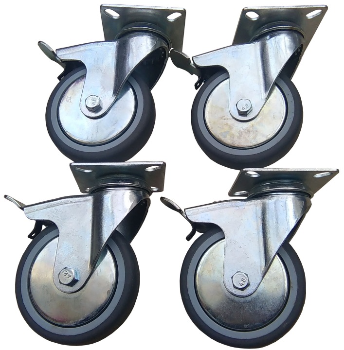 Sada 4 ks Kolečko kola brzda 100 mm 320 kg