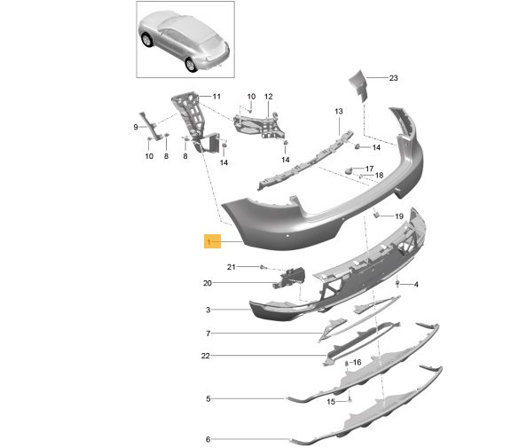 фото №1, Новий бампер задній porsche macan оригінальний номер