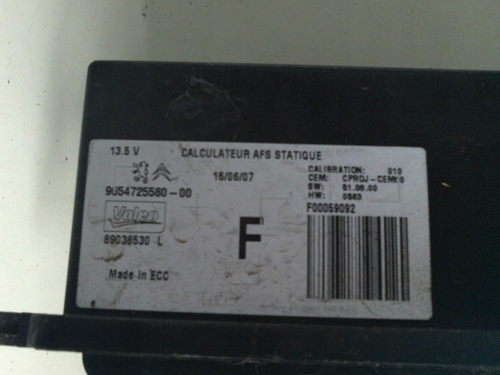 фото №1, Peugeot 207 модуль лампа світла 9654725580