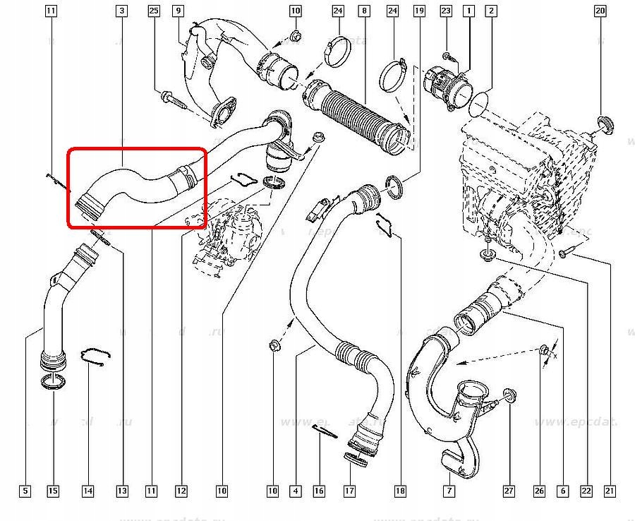 Renault megane 3 3 1,5 шланг turbo интеркулера с Разборки